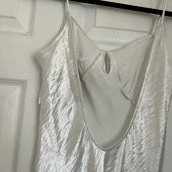 Elegant Lulus White Satin Slip Dress With Deep Back - Picture 8 of 9
